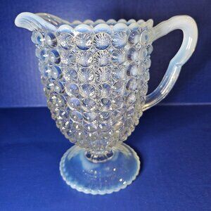Rare Antique Opalescent Richards & Hartley Flint 1000 Eye Clear White Pitcher